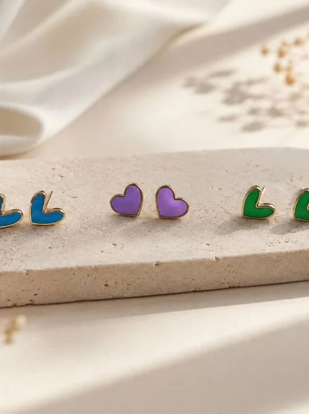 گوشواره قلب مینا کاری ابی اسمونی