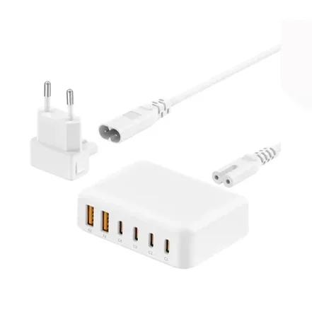 شارژر دیواری 60 وات بودی مدل Budi AC318EW با چهار خروجی USB-C و دو خروجی USB به همراه کابل 1.5 متری - سفید