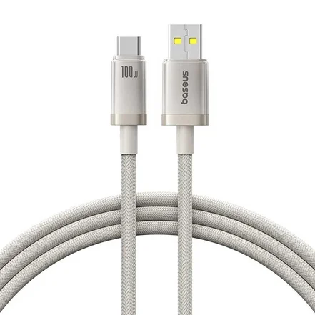 کابل شارژ سریع USB-A به USB-C بیسوس مدل Titanium 100W طول 1m - نقره ای