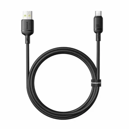 کابل شارژ سریع USB-A به USB-C بیسوس مدل Silky Series 100W طول 1m - مشکی