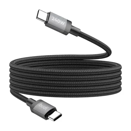 کابل فست شارژ کنفی USB-C به USB-C بودی مدل Budi DC265TT15B توان 240 وات طول 1.5 متر - مشکی