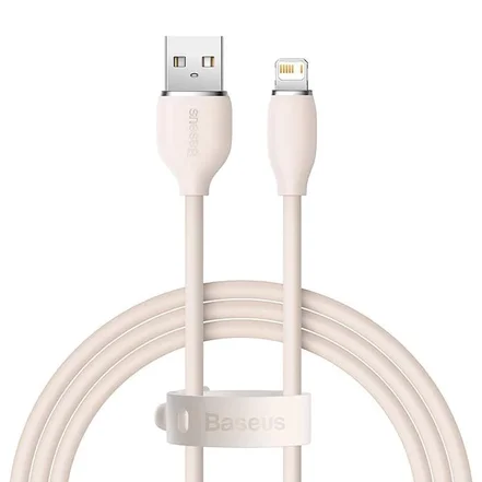 کابل شارژ سریع USB-A به لایتنینگ بیسوس مدل Jelly Liquid Silica Gel طول 2m - صورتی