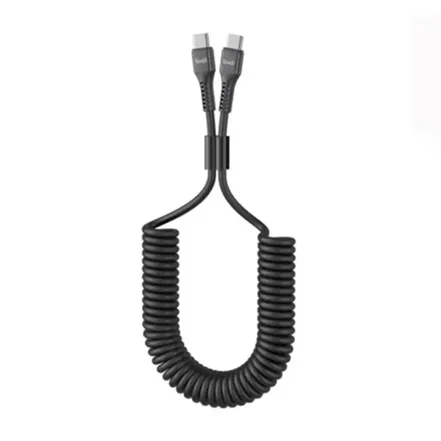 کابل شارژ فنری USB-C به USB-C بودی مدل Budi DC210TTS18 توان 65 وات طول 1.8 متر - مشکی