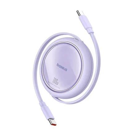 کابل شارژ سریع USB-C به USB-C بیسوس مدل Free2 Draw Mini یک متر - بنفش