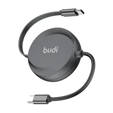 کابل شارژ جمع شونده USB-C به USB-C بودی مدل Budi DC257TT10B توان 65 وات طول یک متر - مشکی