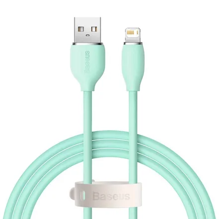 کابل شارژ سریع USB-A به لایتنینگ بیسوس مدل Jelly Liquid Silica Gel طول 2m - سبز