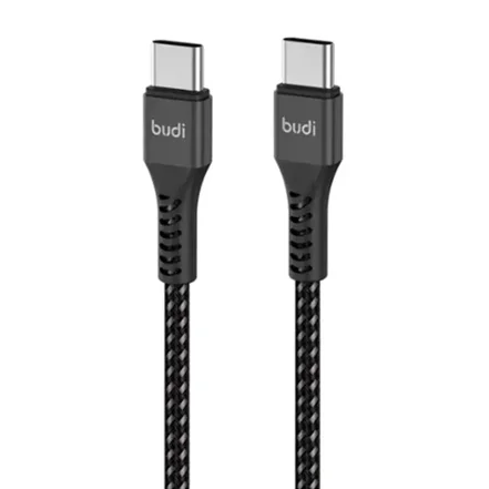 کابل شارژ کنفی USB-C به USB-C بودی مدل Budi DC210TT10B توان 65 وات طول 1 متر - مشکی