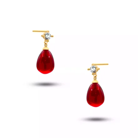 گوشواره طلا قطره یاقوت سرخ