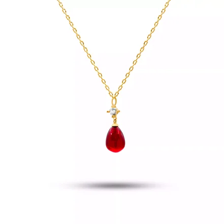 گردنبند طلا قطره یاقوت سرخ