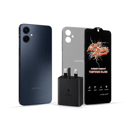 گوشی موبایل سامسونگ مدل Galaxy A06 حافظه 128 گیگابایت و رم 6+شارژر سامسونگ 25 واتی + قاب + گلس