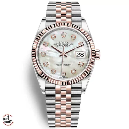 ساعت مچی رولکس زنانه مدل دی جاست دو رنگ رزگلد صفحه صدف اتوماتیک Rolex Datejust