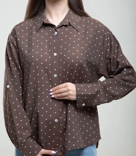شومیز حریر خال خالی زنانه کد 701757
