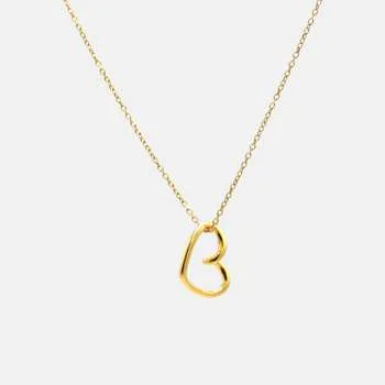 گردنبند طلا 18 عیار زنانه با زنجیر حلقه‌ای (فلامینگو) گل طلا مدل قلب دفرمه
