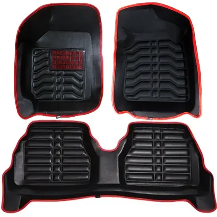 کفپوش پنج بعدی پراید PZ چرمی مشکی دور قرمز