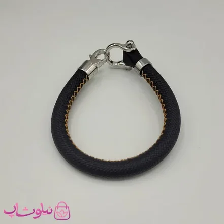 دستبند امگا رابر مشکی مردانه سایز لارج کیفیت مستر با دوخت نارنجی (طراحی جدید) کد 1550
