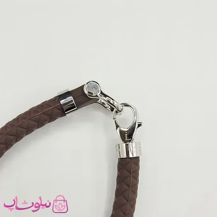 دستبند امگا رابر رنگ موکا (تناژ قهوه ای) با قفل نقره ای کیفیت مستر کد 900