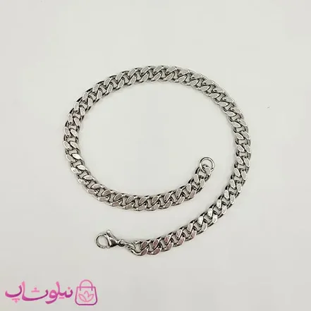 دستبند مردانه مدل کارتیه نقره ای استیل 22 سانت 5 میل کد 2291