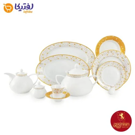 سرویس ژئومتریکال طلایی چینی زرین شهرزاد 12 نفره 108 پارچه