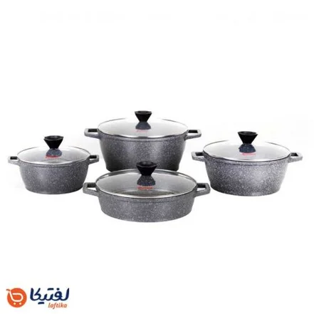 سرویس قابلمه گرانیتی ورونا خاکستری کاندید 8 پارچه