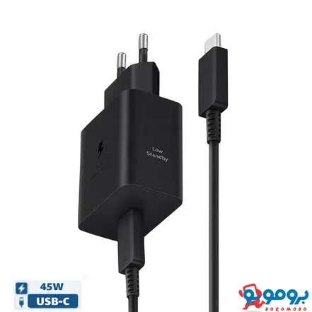 شارژر دیواری سامسونگ مدل EP-T4511 Low Standby | توان 45 وات | دوپین | به همراه کابل دو سر تایپ سی 1.8 متر | ساخت ویتنام