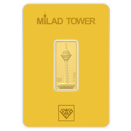 شمش طلا 24 عیار مدل طلای محمد طرح برج میلاد کد SM1
