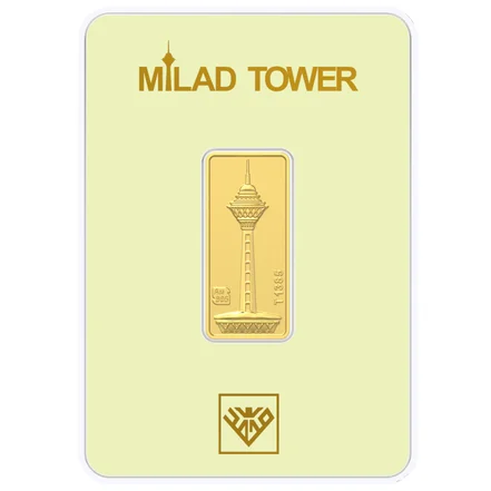 شمش طلا 24 عیار مدل طلای محمد طرح برج میلاد کد SM900