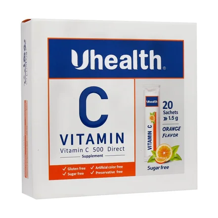 ساشه ویتامین C 500 میلی گرم یوهلث فارمد سلامت سینا 20 عدد