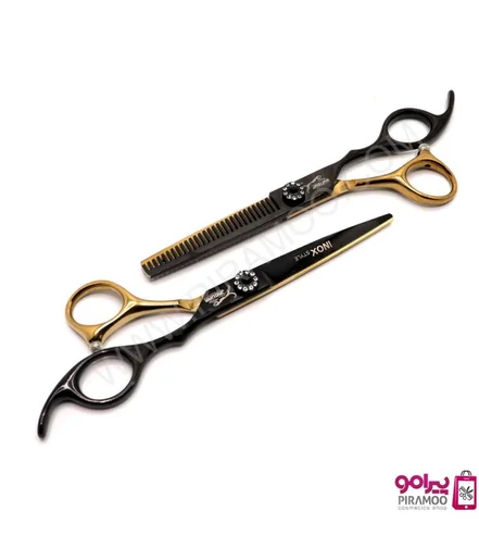 ست قیچی کات و پیتاژ 6 اینچ مشکی طلایی جگوار اینوکس استایل کد: M102N