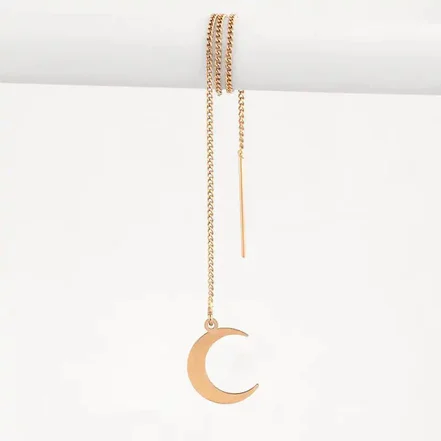 گوشواره بخیه ای طلا 18عیار طرح بخیه ای ماه ساده کد E002492