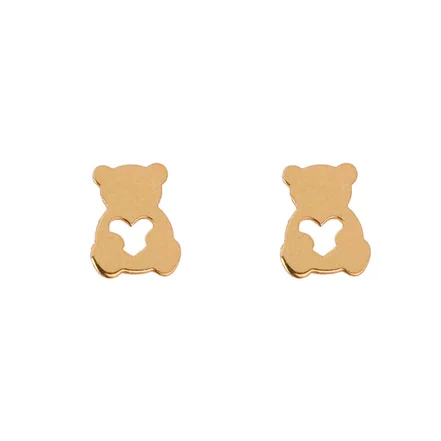 گوشواره میخی طلا 18 عیار طرح خرس پو کد 025297