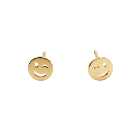 گوشواره طلا 18 عیار میخی طرح ایموجی چشمک کد 010|1025