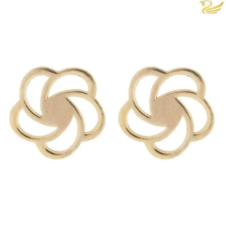 گوشواره طلا 18عیار طرح گل دورانی کد E039209