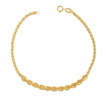 دستبند طنابی طلا 18 عیار طرح کنیک(conic) کد 031|3469