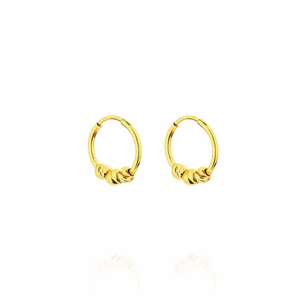 گوشواره طلا 18 عیار حلقه ای با سه البرنادو