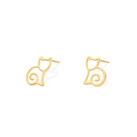 گوشواره طلا 18 عیار طرح گربه فرفری