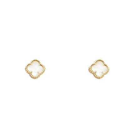 گوشواره میخی طلا 18 عیار ونکلیف سفید کد 051|1642