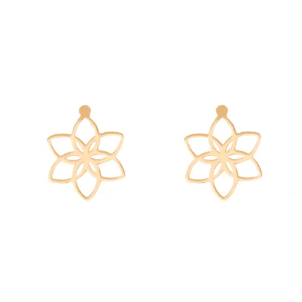 گوشواره میخی طلا 18 عیار طرح گل لوتوس کد 025208